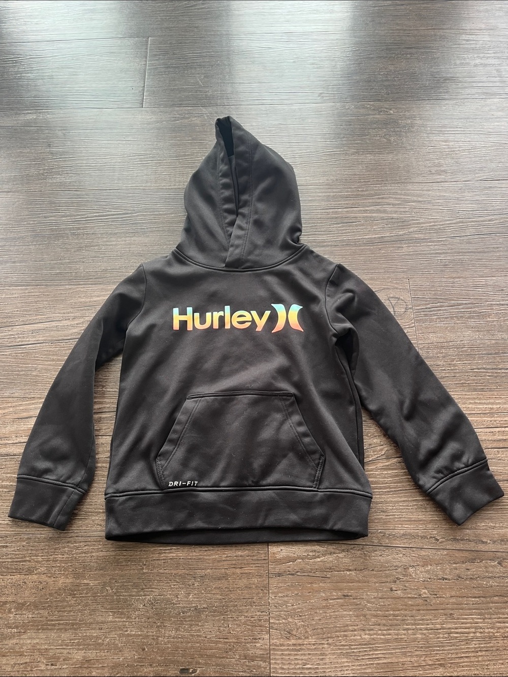 Hurley Black Kids Hoodie with Rainbow Logo